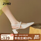 ZHR涼鞋女夏季時(shí)尚粗跟方頭單鞋女包頭增高顯瘦女鞋 BL133 米色 37