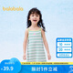 巴拉巴拉兒童裙子2024夏裝女童連衣裙撞色條紋吊帶裙時(shí)尚印花208224111016