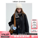 VEGA CHANG皮衣外套女2025秋冬新款翻領(lǐng)機(jī)車(chē)風(fēng)單排扣撞色皮毛一體 機(jī)車(chē)黑 M