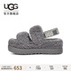 UGG春季女士厚底彈力束帶露趾茸茸涼鞋 1120876 LGH|燈塔灰色 39