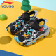李寧（LI-NING）涼鞋夏季兒童涼鞋2025新款男女小童包頭網(wǎng)面透氣防滑兒童沙灘涼鞋 黑色/時(shí)空藍(lán)/標(biāo)準(zhǔn)白30-3 28