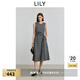 LILY2025夏新款女裝復(fù)古設(shè)計(jì)感黑白格紋無袖圓領(lǐng)收腰背心連衣裙 510黑 M