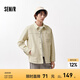 森馬外套男襯衫式翻領(lǐng)上衣春季基礎(chǔ)彈力針織便服時尚撞色印花 貝殼卡50242 L