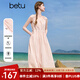 百圖betu女裝2025夏季新款連衣裙抽繩收腰無袖減齡背心裙子女2506T55 淺粉紅 M