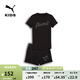 彪馬（PUMA）夏季修身短袖短褲休閑套裝女童新款運動上衣三分褲680320 黑色-01 128