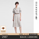 歌力思（ELLASSAY）夏季新款含蓄優(yōu)雅桑蠶絲羅馬假日襯衫式連衣裙女EWW352Y01300 駝條紋 XS