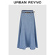 UR2025秋季新款女裝復古休閑百搭腰帶裝飾牛仔半裙UWM850199