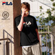 FILA 斐樂官方男女同款針織T恤2025年夏季純棉寬松休閑情侶短袖t恤