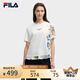 FILA 斐樂官方女子針織短袖衫2025夏新款時尚休閑舒適拼接圓領(lǐng)T恤 云菇白-WT M 165/84A/M