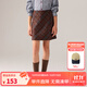 ELLE KIDS童裝 復古格紋半身裙女童秋季新款學(xué)院風(fēng)高腰微A中長(cháng)裙子 紅藍格紋 160 (S)