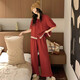 望點(diǎn)睡衣女春秋款韓版高級感長(cháng)袖家居服套裝可外穿2025年新款秋天女 1400-紅色娃娃領(lǐng)短袖長(cháng)褲 L