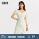 森馬連衣裙女肌理雪紡浪漫森系溫柔風(fēng)夏季方領(lǐng)不規(guī)則碎花裙小清新 綠色調(diào)00344 170/92A/XL