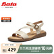 Bata一字帶涼鞋女2025夏羊皮涼鞋AYJ10BL5 米色 38