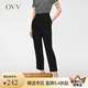 OVV2024春夏新款女裝經(jīng)典簡(jiǎn)約基礎易搭半松緊腰休閑褲 黑色（凈色）05 L