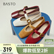 百思圖25秋瑪麗珍鞋通勤粗跟女單鞋B1576CQ5 紅色 38