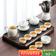尚言坊功夫茶具整套帶茶盤輕奢高檔家用辦公羊脂玉白瓷泡茶茶壺茶杯套裝