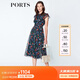PORTS寶姿女裝優(yōu)雅紅花藍屋連衣裙 丈青印花 S (4)