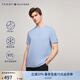 TOMMY HILFIGER【防曬涼感】功能系列夏季男純色休閑運動打底短袖T恤37009 天藍色C1Y M （推薦：135-150斤）