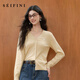 詩(shī)凡黎（‘S EIFINI）詩(shī)凡黎海島長(cháng)絨棉愛(ài)心針織衫2025秋新款經(jīng)典百搭柔軟外搭毛衣開(kāi)衫 奶油黃 V領(lǐng) S