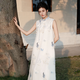 初蟬衣事新中式國(guó)風(fēng)連衣裙女2025夏新款優(yōu)雅高端氣質(zhì)精致立體繡花斜襟長(zhǎng)裙 湖白 S （預(yù)定）