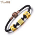 蒂蔻（Tico）足金勇氣守護信念刺青黃金轉(zhuǎn)運珠手鏈3D硬金皮繩手串七夕禮物