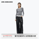 ANN ANDELMAN【明星同款】2025秋季新款雙領(lǐng)修身打底衫女長(zhǎng)袖T恤 灰白色 M