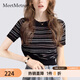 MeetMetro瑪依爾條紋短袖T恤女夏季2025夏季新款修身顯瘦短款氣質(zhì)上衣 黑色【現(xiàn)貨閃電發(fā)】 L