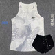 NBA VIBE體育田徑體考比賽服訓練男女馬拉松運動(dòng)跑步速干背心3分短褲 紋路NK背心灰白-內襯套裝 XL115-135斤