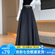 蘿美醬西裝半身裙女夏季2025新款高腰休閑a字半裙春秋氣質(zhì)顯瘦百褶裙子 黑色（送腰帶） L 【建議105-115斤】