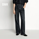 森馬（Semir）牛仔褲女抓毛闊腿褲港風(fēng)冬季2025顯腿長(zhǎng)拖地褲ins潮109725124002