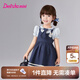 笛莎（DEESHA）童裝兒童女童裙子2025夏季新款可愛(ài)小兔子假兩件領(lǐng)帶裝飾連衣裙 藏青 140