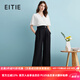愛特愛（EITIE）高腰通勤飛飛袖交襟V領(lǐng)撞色闊腿連體褲夏新款連衣褲B2407350 固黑色22 L 165