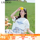 lagogo珠片繡花短袖T恤女拉谷谷2025年夏季新款清爽通勤白色上衣 本白色 M