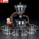 正揚(yáng)玻璃自動(dòng)茶具懶人整套磁吸茶壺防燙高檔泡茶器功夫杯茶盤套裝家用 自動(dòng)(迎客)+金色把杯