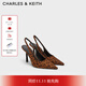 CHARLES&KEITH豹紋尖頭氣質(zhì)包頭涼鞋高跟鞋生日禮物送女友CK1-60280451 ANIMAL PRINT BROWN棕色/深棕色 38 （245）