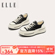 ELLE官方帆布鞋女鞋新款厚底增高鞋子學(xué)生百搭休閑鞋防滑運動(dòng) 黑色 37 (235mm) 標準碼