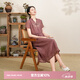 布符（Cloth Fu）布符2025年夏季紫絳紗開(kāi)口領(lǐng)刺繡連衣裙國(guó)風(fēng)藝術(shù)顯瘦垂感飄逸女裝 紫絳紗 S