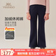 英氏（YEEHOO）女童喇叭褲兒童褲子中大童裝長(zhǎng)褲休閑加厚加絨打底褲冬 深藍(lán) 130 
