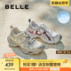 百麗（Belle）快樂(lè)星球機(jī)能風(fēng)厚底老爹鞋女25秋新透氣大網(wǎng)孔休閑鞋B2736CM5預(yù)售 朋克星宇-灰色/金 37 (235mm)