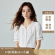 茵曼田園木耳邊短袖襯衫女夏季文藝?yán)C花時(shí)尚輕薄舒適襯衣 霜白色 L 