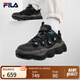 FILA 斐樂官方PEASE WE摩登運動鞋男加絨豌豆鞋休閑鞋 黑/夜森林綠-BM 43