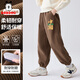 巴布豆男童褲子秋季兒童燈芯絨長(cháng)褲寬松中大童立體感帥氣秋裝 咖 130