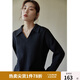 獨束大碼女裝改良式復(fù)古V領(lǐng)寬松衛(wèi)衣女秋冬新款胖mm顯瘦百搭上衣 活性黑 XL
