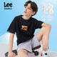Lee男女童純棉短袖T恤打底衫2025夏季學(xué)生中大童印花寬松上衣半袖 黑色 （100%棉） 160 cm