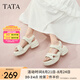 他她（TATA）厚底運(yùn)動(dòng)涼鞋女白色沙灘涼鞋松糕底涼鞋2025夏新CXY02BL5 米白 34
