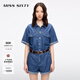 MISS SIXTY2025夏季新款牛仔連體褲女配腰帶含天絲短袖復(fù)古休閑 中藍(lán) S