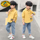 G.DUCKKIDS童裝男童春秋裝套裝2025新款中大童小童洋氣兩件套兒童春男孩潮衣 黃色上衣+藍(lán)色牛仔褲 140