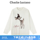 Charlie Luciano小鹿毛衣春季新款原創(chuàng)學(xué)院風(fēng)休閑情侶同款白色百搭cl外套女 小鹿毛衣 S