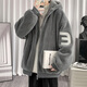 梵洛幽羊羔毛加絨加厚棉服男秋冬季情侶棉衣寬松潮流學(xué)生外套男潮牌棉襖 913-灰色 L