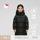 保姆鵝 兒童羽絨服長(zhǎng)款巨厚高充絨防風(fēng)保暖中大童寶寶冬裝外套 炭黑 150